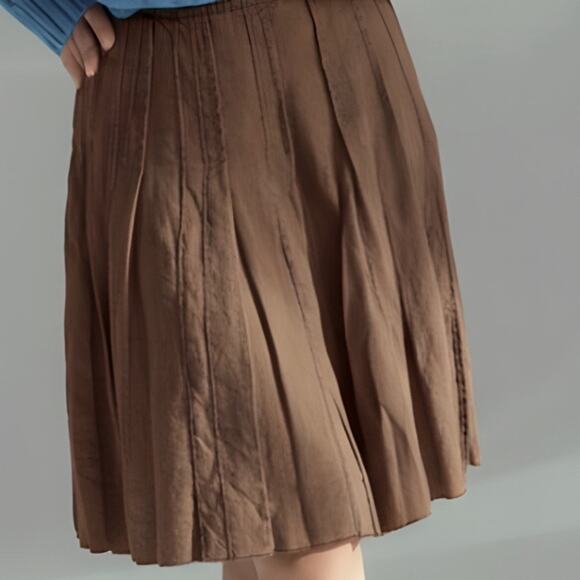 Dresses & Skirts - J. Jill Skirt Multi-Panels Brown A-line 100% Linen Skirt Hidden Zipper Size SP